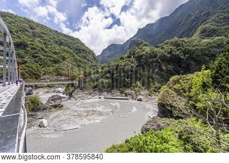 Panoramic View Over Xiangde Temple Area On Taiwan In Summer