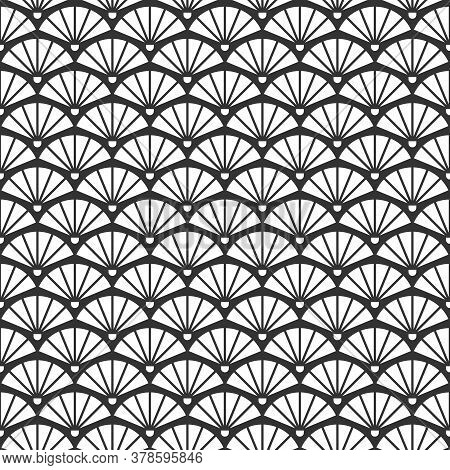 Geometric Seamless Vintage Pattern With Fans, Abstract Pattern Inh Chinese Style