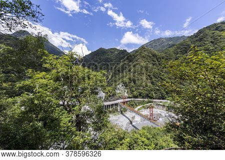 Panoramic View Over Xiangde Temple Area On Taiwan In Summer