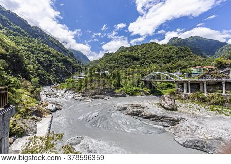 Panoramic View Over Xiangde Temple Area On Taiwan In Summer