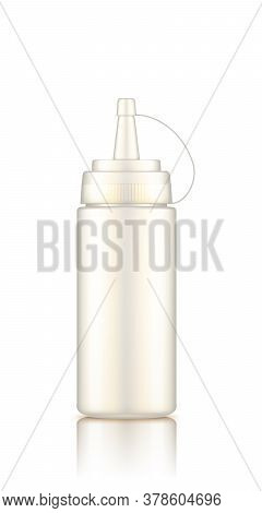 White Plastic Squeeze Mayonnaise Bottle With Cap Mockup