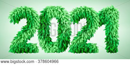 Vector Inscription 2021 From Geometric Triangle Stylized Frosty Icicles