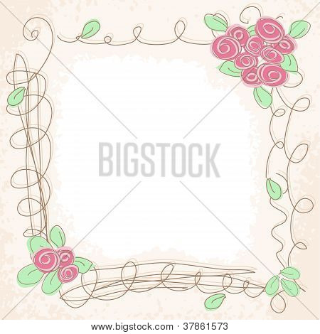 Cornice floreale doodle vettoriale