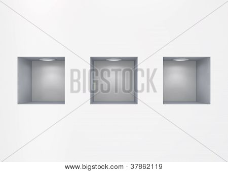 Empty nichas on a white wall.
