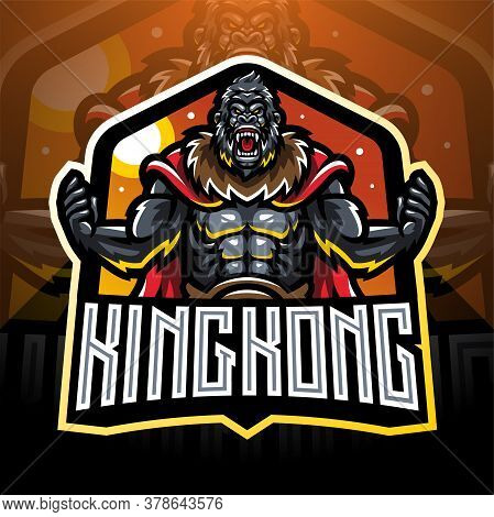 Gorilla King Esport Mascot Logo Desain With Text