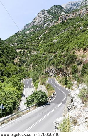 Taygetos Mountain Road In The Rocks Between Kalamata And Sparta