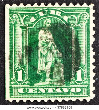 Postage stamp Cuba 1899 Statue of ChristopherColumbus