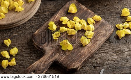 Fresh Denseflower Mullein Flowers On A Wooden Background