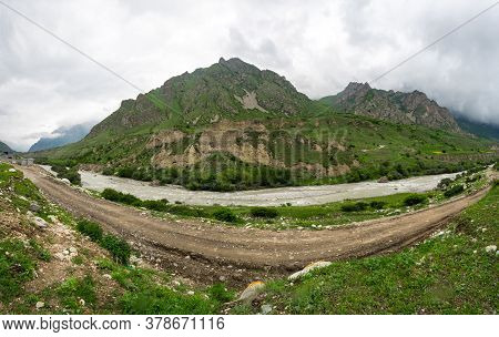 View Of Cherek Gorge In The Caucasus Mountains In Kabardino-balkaria, Russia