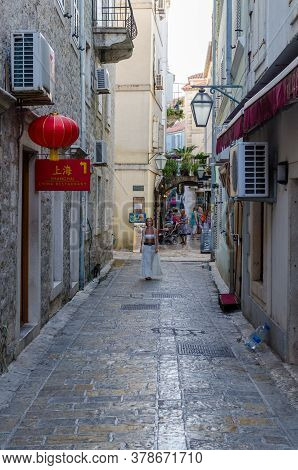 Budva, Montenegro - September 8, 2011: View Of Small Street In Old Town