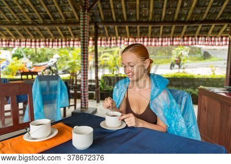 Jatiluwih, Bali Indonesia - April 22, 2013: View Of Tourist At Cafe In Jatiluwih Mountain Region Of 