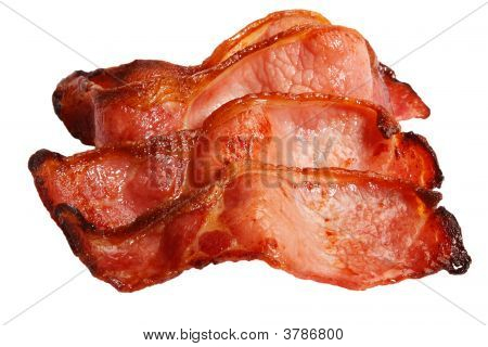 Čtyři plátků odkrojte Fried Bacon nad bílá