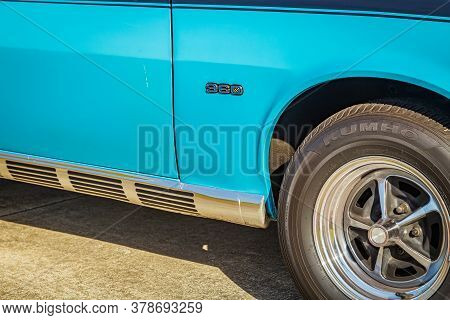 Daytona Beach, Fl / Usa - March 25, 2018: Blue 1970 American Motos Amx Muscle Car At The Spring 2018