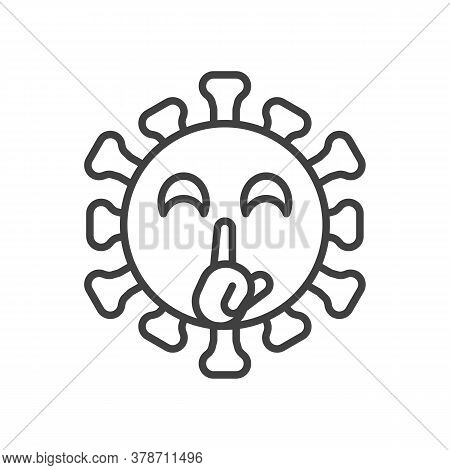 Virus Shushing Face Line Icon. Linear Style Sign For Mobile Concept And Web Design. Coronavirus Emot