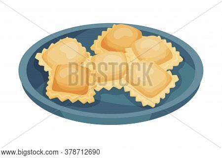 Italian Pasta With Shaped Alimentary Products Stuffed With Cream And Garnished With Parsley Vector I