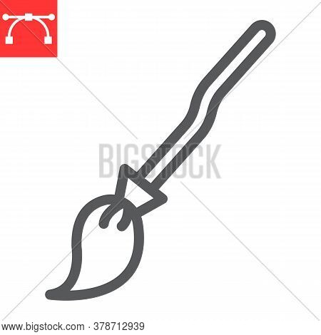 Witch Broom Line Icon, Halloween And Scary, Broom Sign Vector Graphics, Editable Stroke Linear Icon,