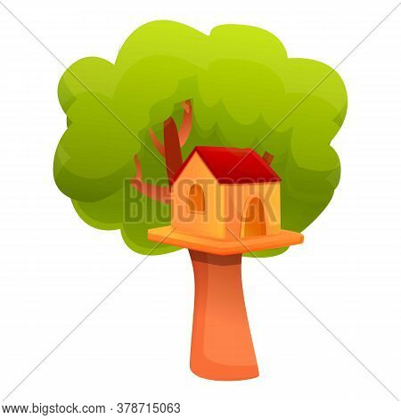 Landscape Treehouse Icon. Cartoon Of Landscape Treehouse Vector Icon For Web Design Isolated On Whit