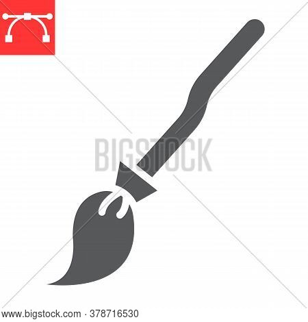 Witch Broom Glyph Icon, Halloween And Scary, Broom Sign Vector Graphics, Editable Stroke Solid Icon,
