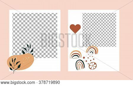 Template Bochure. Stories Layout For Social Media Design Background. Trendy Editable. Nude Post Desi