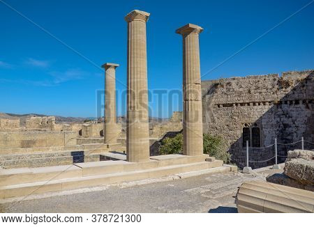 Ruins of the Acropolis of Lindos, Rhodes, Greece
