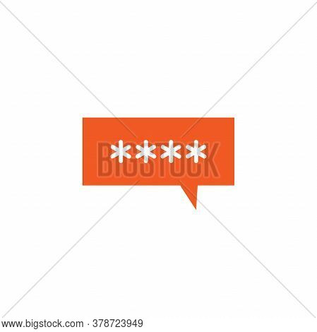 Four White Asterisks Footnote In Red Bubble Icon. Password, Parol, Chat Ban Sign.