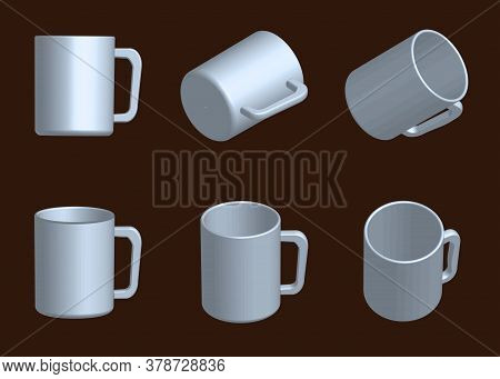 Vector White Mug Collection, Set Of Mugs In Different Position, Coffee Cup, Tea Cup,