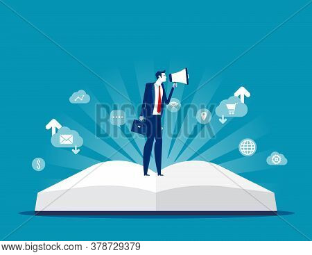 Brand Storytelling . Business And Education Concept. Flat Cartoon Vector Illustration