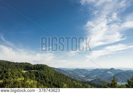 Aerial View Zaovine Lake View From Tara Mountain In Serbia