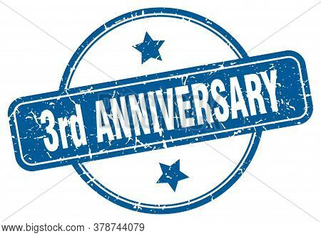3rd Anniversary Stamp. 3rd Anniversary Round Vintage Grunge Sign