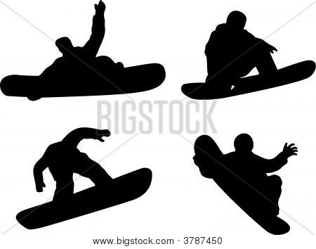Silhouettes de planche à neige