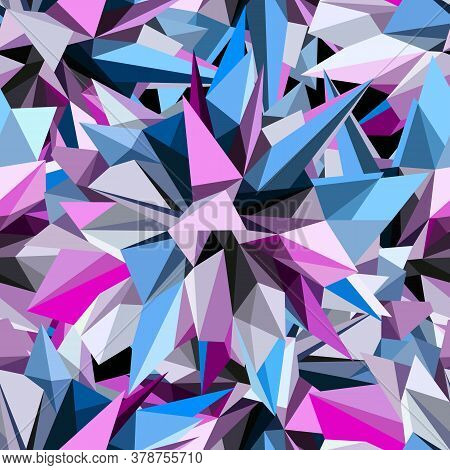 Abstract Geometric Asymmetric Triangle Seamless Pattern. Vector Background