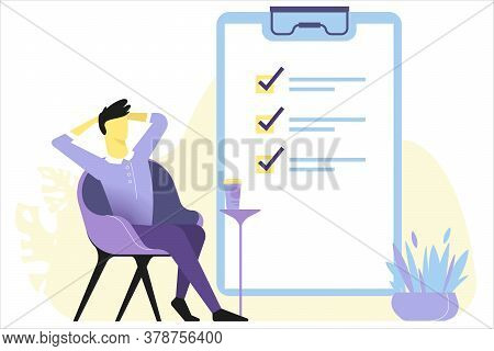 A Man Is Resting After A Job Well Done. He Completed All Tasks For Today. He Can Relax. Businessman 