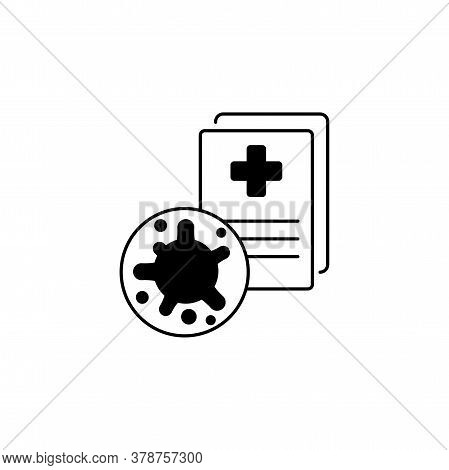 Virus, Bacteria And Medical Form, Document, Certificate Icon, Symbol, Sign. Coronavirus, Covid-19 Ic