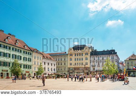BRATISLAVA, SLOVAKIA - June 27, 2018: Street view of downtown in Bratislava, Slovakia