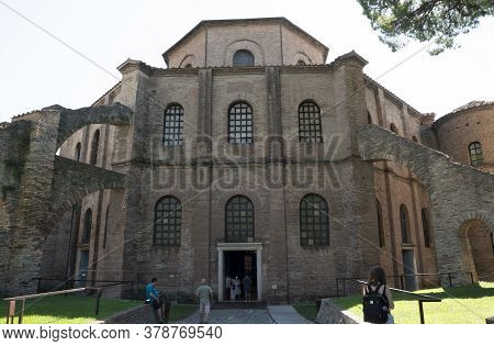 Ravenna, Italy.  July 28, 2020. An External View Of The Basilica Of St. Vitale