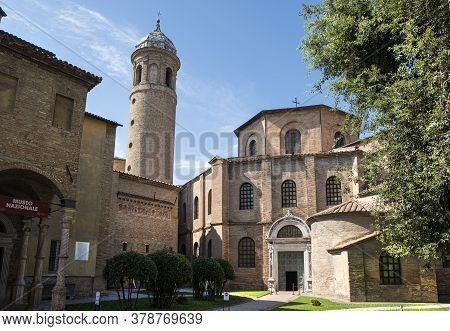 Ravenna, Italy.  July 28, 2020. An External View Of The Basilica Of St. Vitale