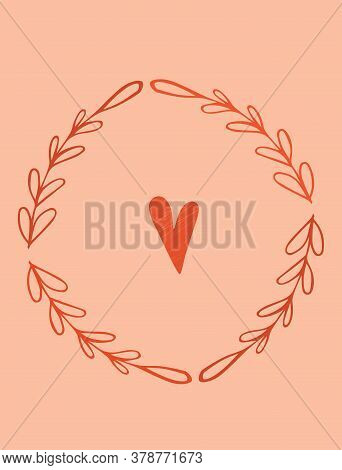 Doodle Heart And Flowers. Hand Drawn Vector Illustration On A Colored Background.