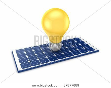 Žluté lampy a solární baterie.