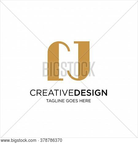 Minimal Luxurious Curvy Trendy N J  Golden Color Initial Based Letter Icon Logo