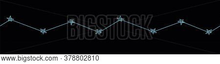 Zig Zag Line With Pentagram Stars Vector Border. Simple Magic Themed Surface Print Design For Cards,