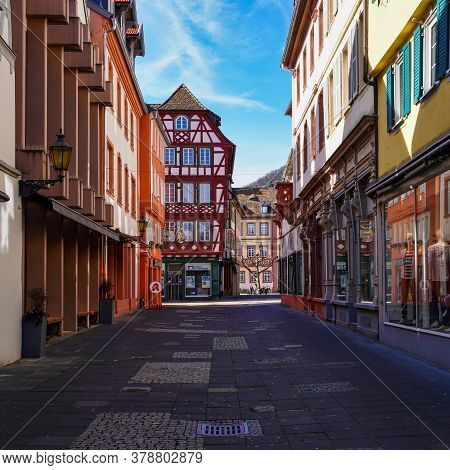 Neustadt, Germany - Mar 15, 2020: In The Streets Of The Beautiful Old Town Of Neustadt On The Wine R
