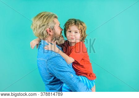 Family Concept. Dad And Son. Good Relationships. Parentship Concept. Family Relationships. Dad Hugs 