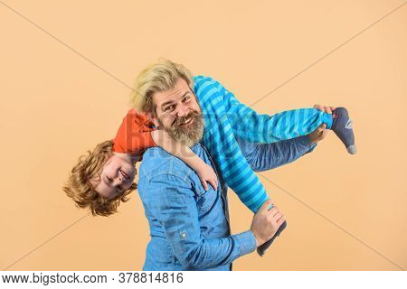 Family Time. Dad And Son. Good Relationships. Parentship Concept. Good Family Relationships. Dad Hug
