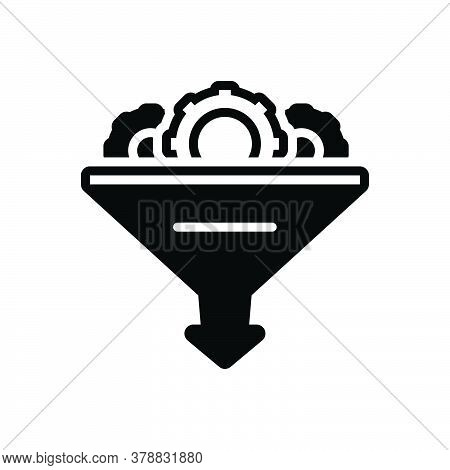 Black Solid Icon For Funnel Gear Optimization Filtering Filtration Bottleneck Tool Management