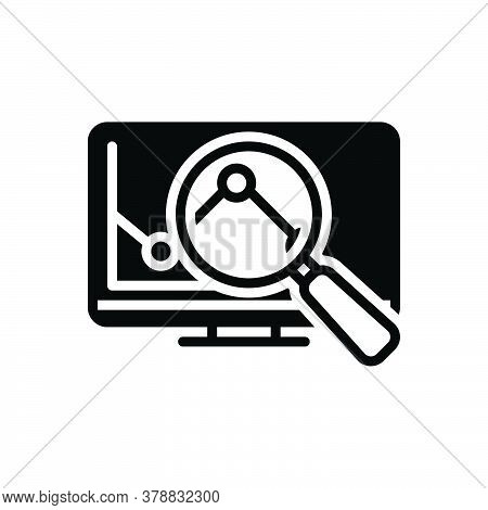 Black Solid Icon For Research Investigation Checkout Quest Disquisition Analysis Magnifier Graph Mag