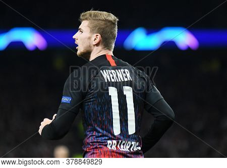 London, England - February 19, 2020: Timo Werner Of Leipzig Pictured During The First Leg Of The 201