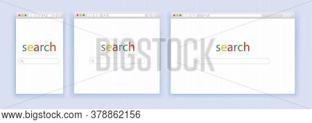 Browser Window. Internet Screen Frame, Browser Search Screen, Web Page Blank Tab Website.