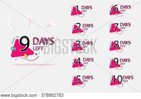 Days Left Badges. Set Of Number Days Left Badge For Sale Or Promotion, Landing Page, Template, Ui, W