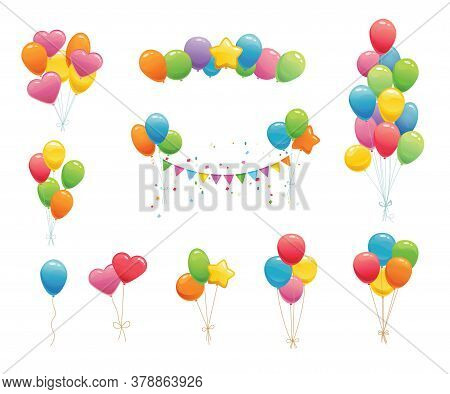 Cartoon Birthday Balloons. Party Decorations For Birthday, Anniversary, Celebration, Event Design, W