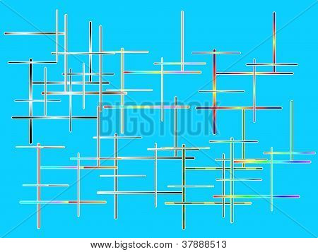 Composição abstrata de cores sobre fundo azul